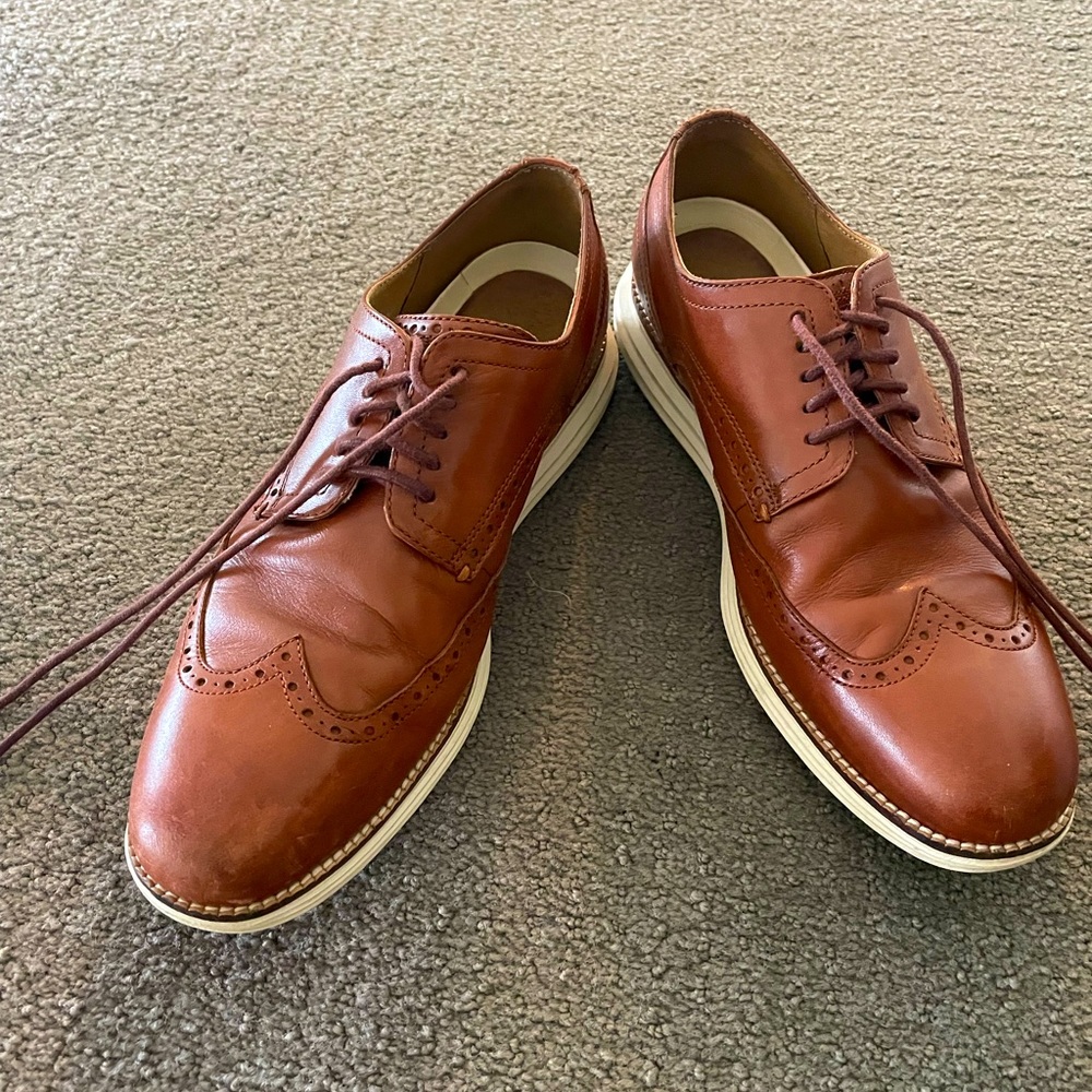 Cole Haan Brown Leather Wingtip Oxford, 10